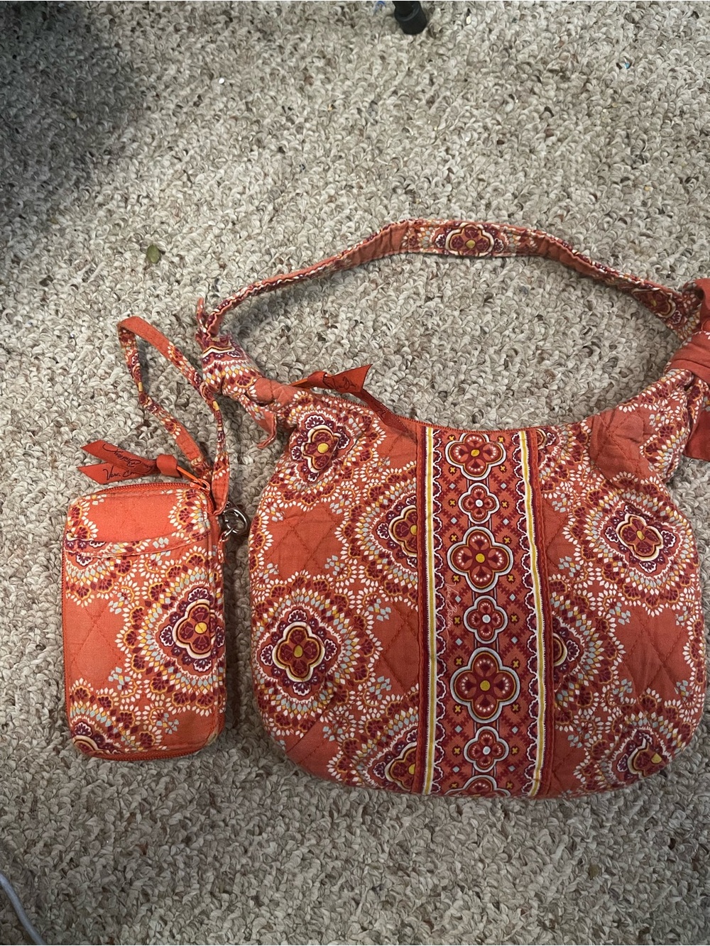 Vintage Vera Bradley Paprika small shoulder bag with matching ID wallet,